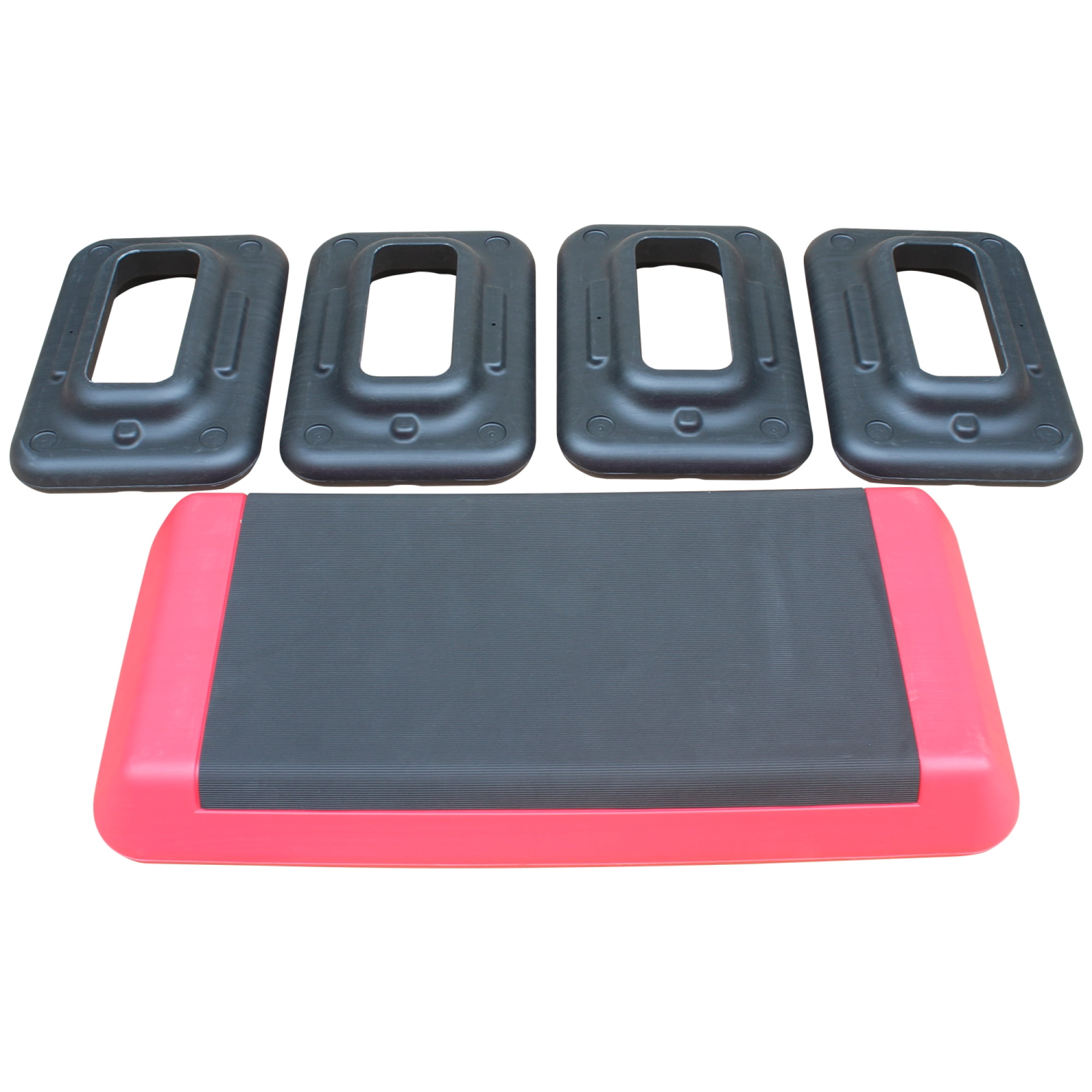 Leumius Aerobic Step Platform,Adjustable to 4"-6"-8" Heights Risers for Fitness Workout,Red