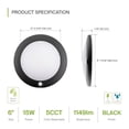 thumbnail image 2 of ASD Pack Motion Sensor LED Disk Lights Inch, 5CCT 2700-5000K 1149LM CRI90+, Indoor Ceiling Flush Mount Light Fixture, Low Profile Lighting for Closet, Hallway, Pantry, Porch, Garage, Black, UL C108, 2 of 3