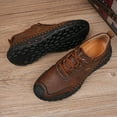 thumbnail image 5 of Mens Casual Walking Shoes Lightweight Comfortable Lace Up Sneakers Non-slip Flat Driving Shoes Fashion Retro Brown 10 US, 5 of 7