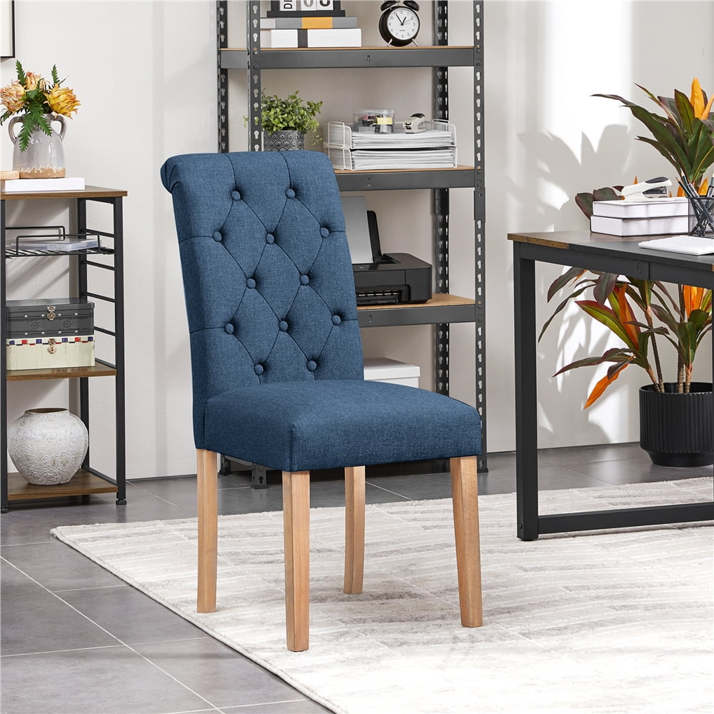 FullFurnique Upholstered Padded Dining Chairs with Adjustable Foot Pads, Set of 2, Blue