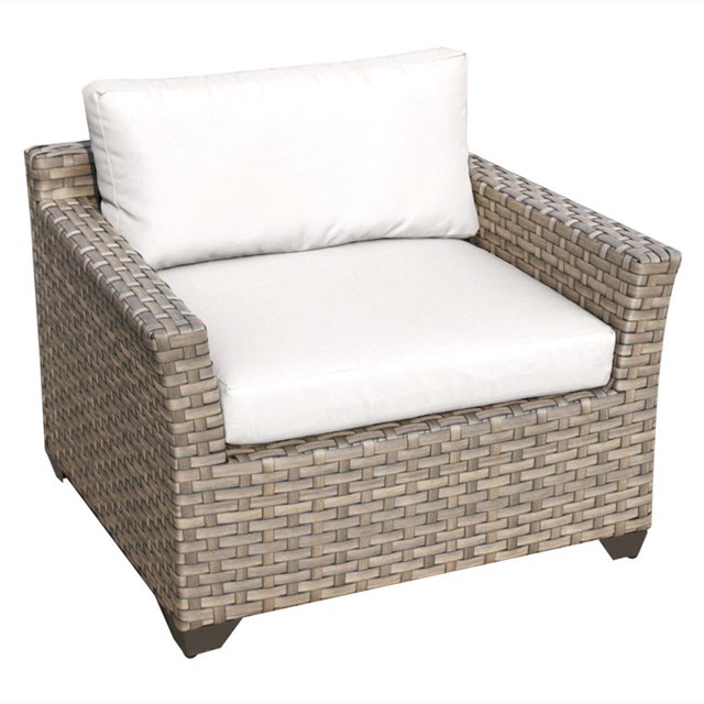 TK Classics Monterey Outdoor Traditional Wicker Club Chair in White