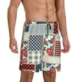 thumbnail image 2 of Naloa Patchwork In Country Style Men's Short Pajama Pants, Lounge Comfort Shorts with Elasticized Waistband and Side Pockets - Small, 2 of 9