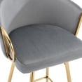 thumbnail image 2 of 2 Bar Stools 26" Gray Velvet Gold Leg Chrome Footrest, 2 of 19