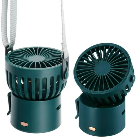 

Protable Desk Fan with Strap Small Strong Wind Mini Personal Fan Battery Operated Table Fan Desk Fan Powerful Cooling Fan USB Rechargeable 1000 mAh Neck Fan for Home Office Car Outdoor Travel