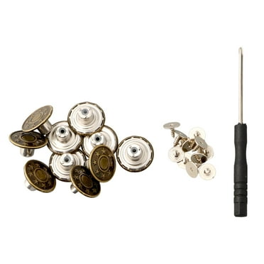 10 Pcs Metal Jeans Buttons 17Mm Replacement No-Sew Screw Button Repair Kit Diy A