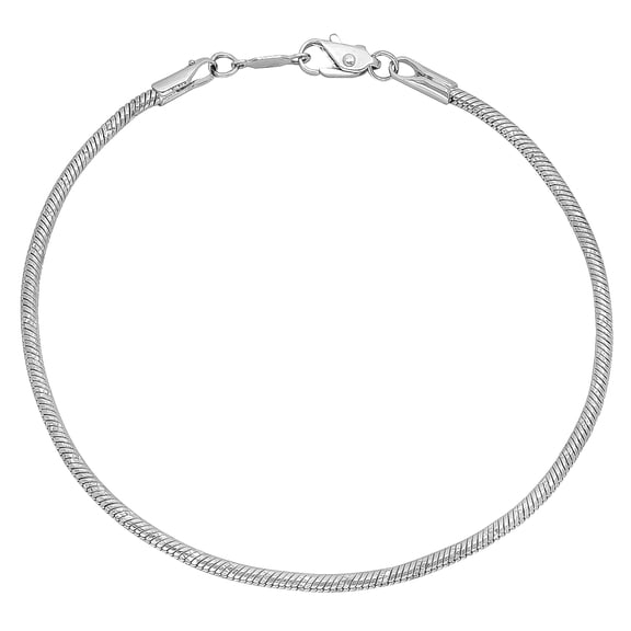 2mm Polished Round Snake Chain Bracelet, 8 inches Gift Box