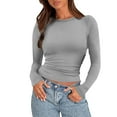 thumbnail image 6 of Srogem Women's Long Sleeve Stretch Tops Crew Neck Shirts Casual Slim Fit T Shirts Tee Tops Ribbed Basic Shirts, 6 of 7