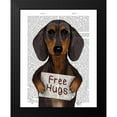 thumbnail image 2 of Fab Funky 12x14 Black Modern Framed Museum Art Print Titled - Dachshund Free Hugs, 2 of 5