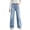 Light Blue, variant on Girls Ripped Wide Leg Denim Jeans Cotton Kids Fall Casual Streetwear Clothing