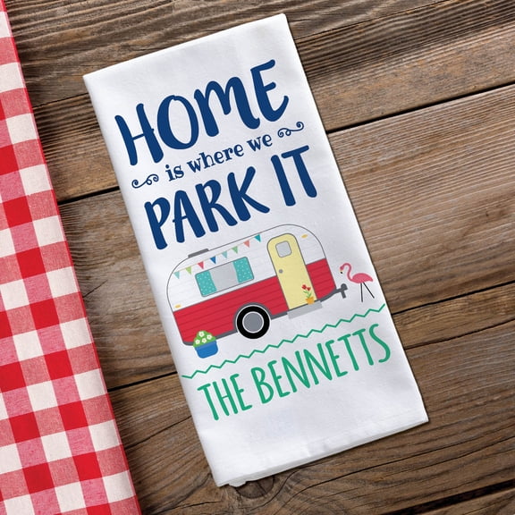 Where We Park It Personalized Kitchen Tea Towel