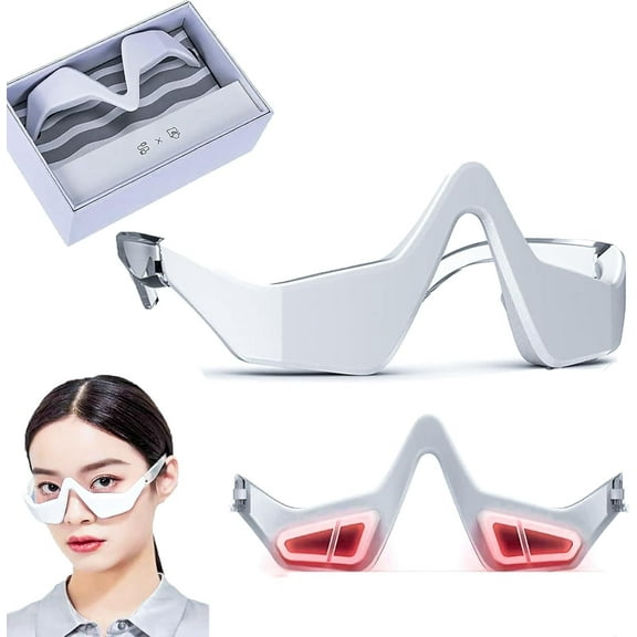 Under Eye Red Light Therapy Glasses, Microcurrent Wave Device, 3D Contour Eye Massager, Red Light Therapy Relieve Eyes Bags, Wrinkles and Dark Circles