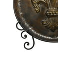 thumbnail image 5 of DecMode 14" Round Fleur De Lis Embossed Detail Brown Metal Charger with Stand, 5 of 12
