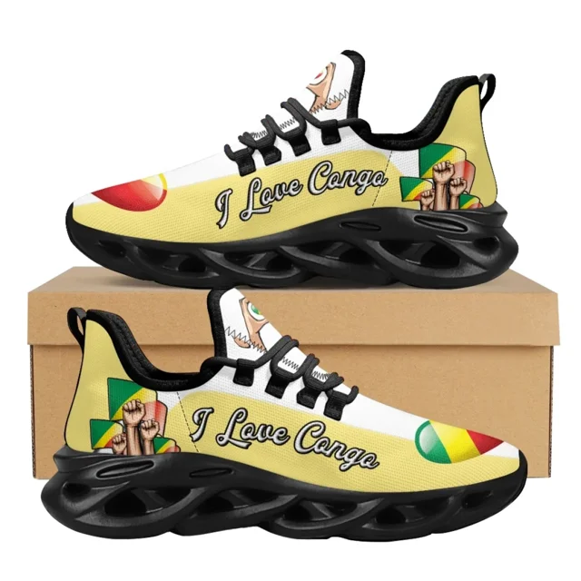 Zapatos para hombre y mujer, zapatillas informales con estampado de la bandera del Congo, zapatos planos de verano con cordones para caminar,