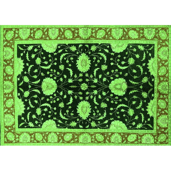 Ahgly Company Indoor Rectangle Oriental Green Industrial Area Rugs, 8' x 12'