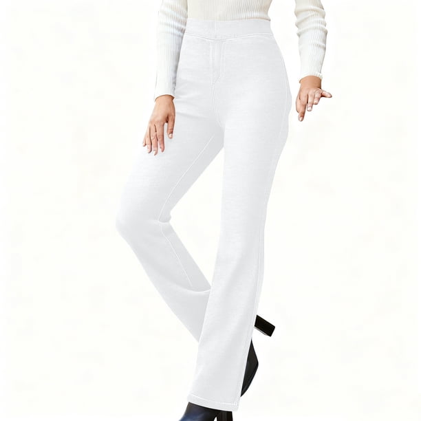 Pincandy Women's Solid Color Stretch Denim Leggings - 2 Pockets, Loose Wide Leg Fit, Perfect for Gym, Workout & Casual Wear