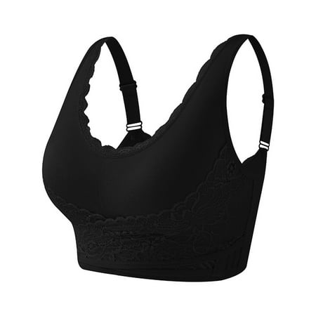 Black XX-Large Womens Front Closure Bra Womens Bras No Underwire Pack Racerback Plus Size Unlined Strapless Bra for Women Underwire Full Coverage Bras