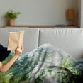 thumbnail image 3 of Rainforest Soft Flannel Fleece Throw Blanket, Sunbeam Between Shadows of Trees Idyllic Scenery of Solitude in Jungle Theme, Cozy Plush for Indoor and Outdoor Use, 70" x 90", Green White, by Ambesonne, 3 of 5