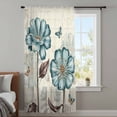 thumbnail image 3 of Blue Tulip Semi Sheer Curtains Drapes for Living Room,Bedroom,French Doors Window 84 Inches Long,Vintage Floral Leaves Butterfly Plants Beige Rod Pocket Chiffon Curtain Drapery Voile Draperies Panel, 3 of 8