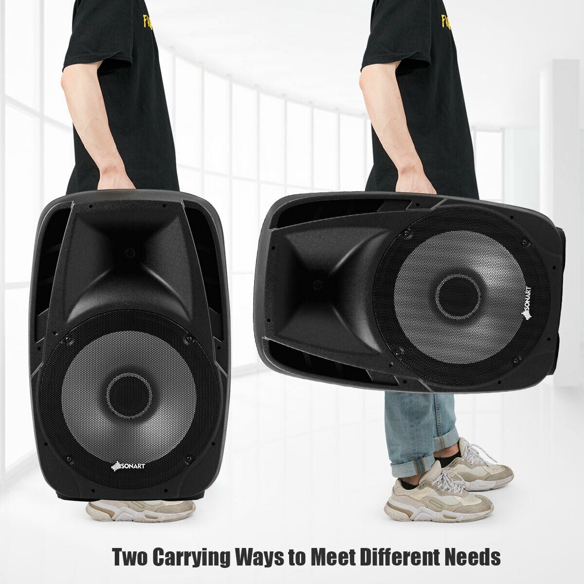 Gymax 15'' Portable 1500W 2-Way Powered Speaker With Illuminating Light