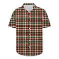 thumbnail image 4 of Mens Plaid Shirts Summer Loose Tshirt Tops Short Sleeve Blouse Button Doen Outfits Lapel Collar Clothings Trendy Loose Blouses, 4 of 4
