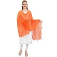 thumbnail image 5 of Phagun Women's Designer Chiffon Dupatta Indian Long Stole Tassel Scarfs-Orange, 5 of 5
