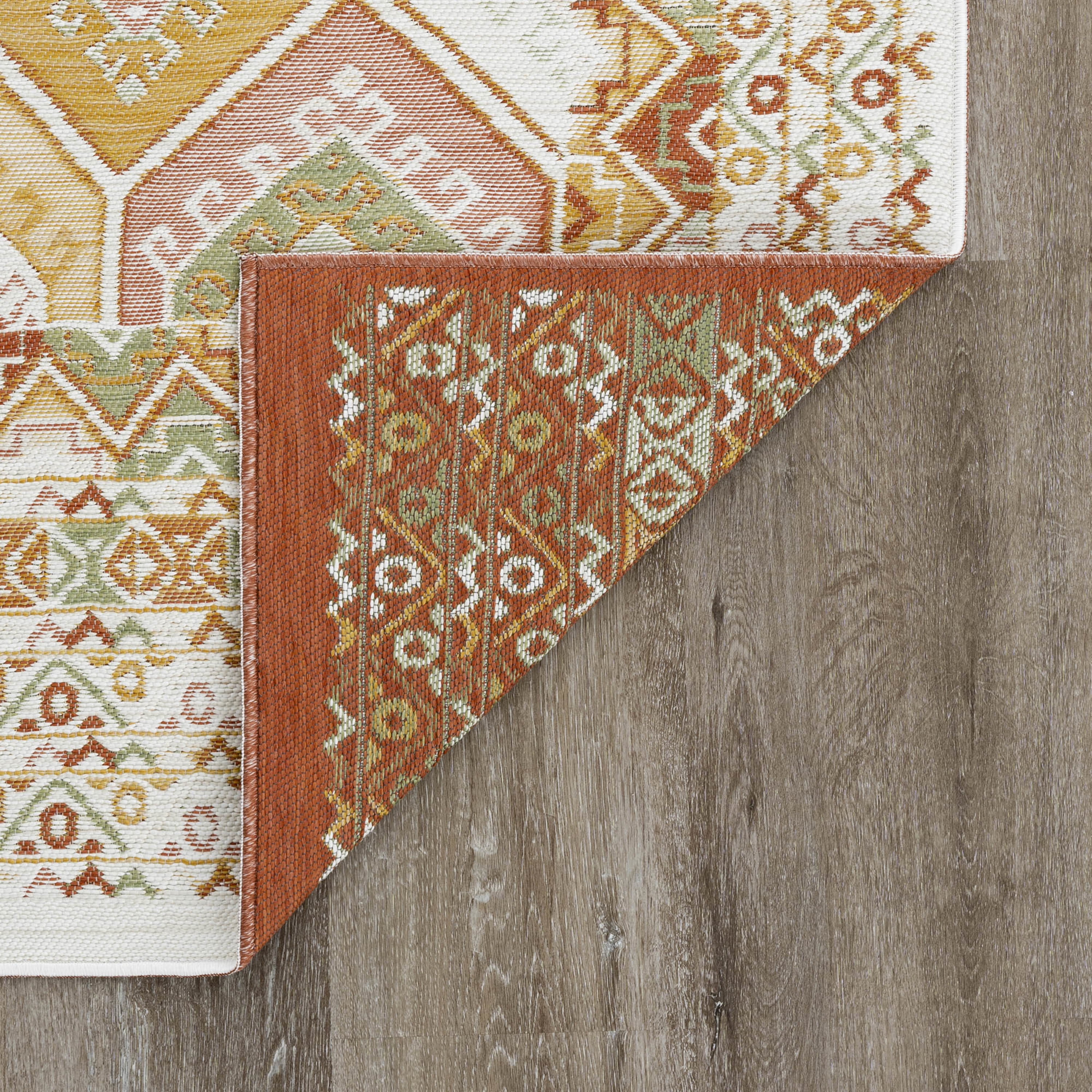 8x10 Water Resistant, Large Indoor Outdoor Rugs for Patios, Front Door Entry, Entryway, Deck, Porch, Balcony | Outside Area Rug for Patio | Orange, Geometric | Size: 7'11'' x 10'3''