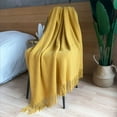 thumbnail image 6 of LOMAO Knitted Throw Blanket with Tassels Bubble Textured Lightweight Throws for Bed,Chair,Sofa,Living Room,Home Decor (Mustard Yellow,50*60 in), 6 of 7