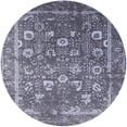 thumbnail image 1 of Ahgly Tapis d'Intérieur Rond Moderne Mi-Siècle Violet Bleu Marine Oriental, 8 Pieds Rond, 1 of 6