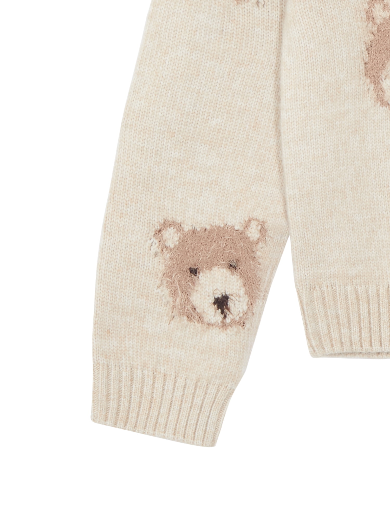 Wonder Nation Girls Novelty Feather Yarn Bear Icon Sweater, Sizes 4-18 & Plus