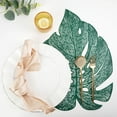 thumbnail image 4 of BalsaCircle 6 Metallic Green 18" Monstera Tropical Leaf Design Vinyl PLacemats Wedding, 4 of 8