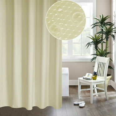 Waffle Weave Shower Curtain – Water-Repellent Fabric for Bathroom, Machine Washable, 70" x 70", Beige, Pique Pattern