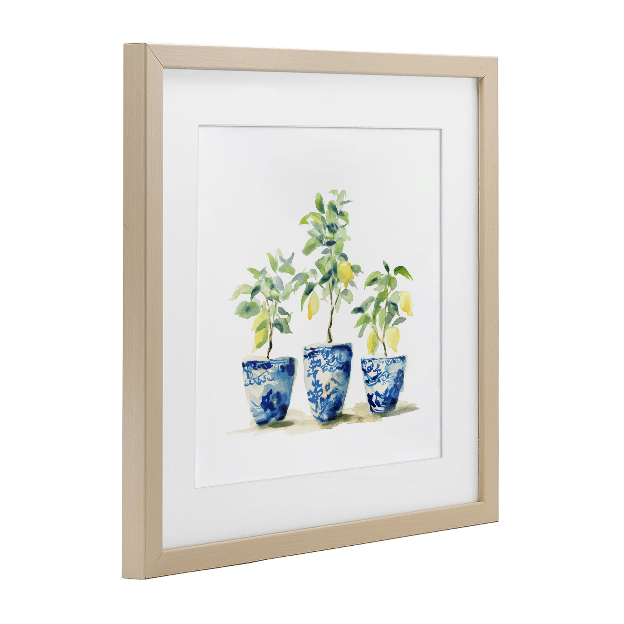 Stupell Industries Lemons In Blue Pots Birch Framed Print Under Glass, design by Svetlana Aleynikova