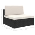 thumbnail image 5 of vidaXL Sectional Middle Seat with Cushions Poly Rattan Black, 5 of 5