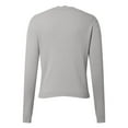 thumbnail image 3 of HNMKIU Cropped Cardigan for Women V-Neck Short Button Down Knit Sweater with Scallop Collar Lightweight Comfortable Casual Loose Fit Spring Fall Layering Top Z01_Light Gray,S, 3 of 5