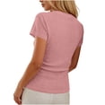 thumbnail image 6 of GUACER Short Sleeve Tops for Women Pointelle Ribbed Lace Trim Scoop Neck Henley Shirts Slim Fit Y2K Coquette Basic Tees, 6 of 6