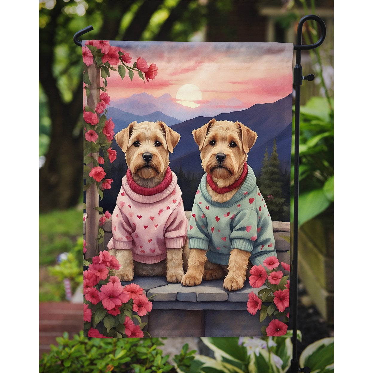 Wheaten Terrier Two Hearts Garden Flag 11.25 in x 15.5 in