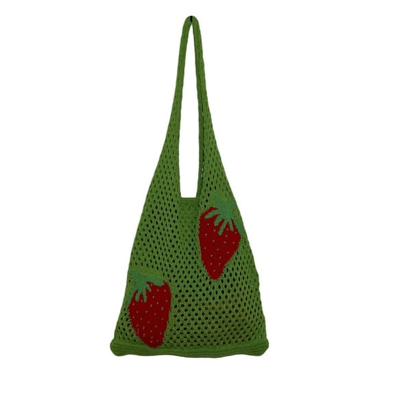 Knitted bag, mesh tote bag, hollow bag, strawberry bag, wool bag, female bag