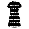 thumbnail image 4 of SHOPESSA Women's Round Neck Petal Short Sleeve With Pocket Ruffle Hem Tunic Dress Black Striped Dresses for Women, 4 of 7