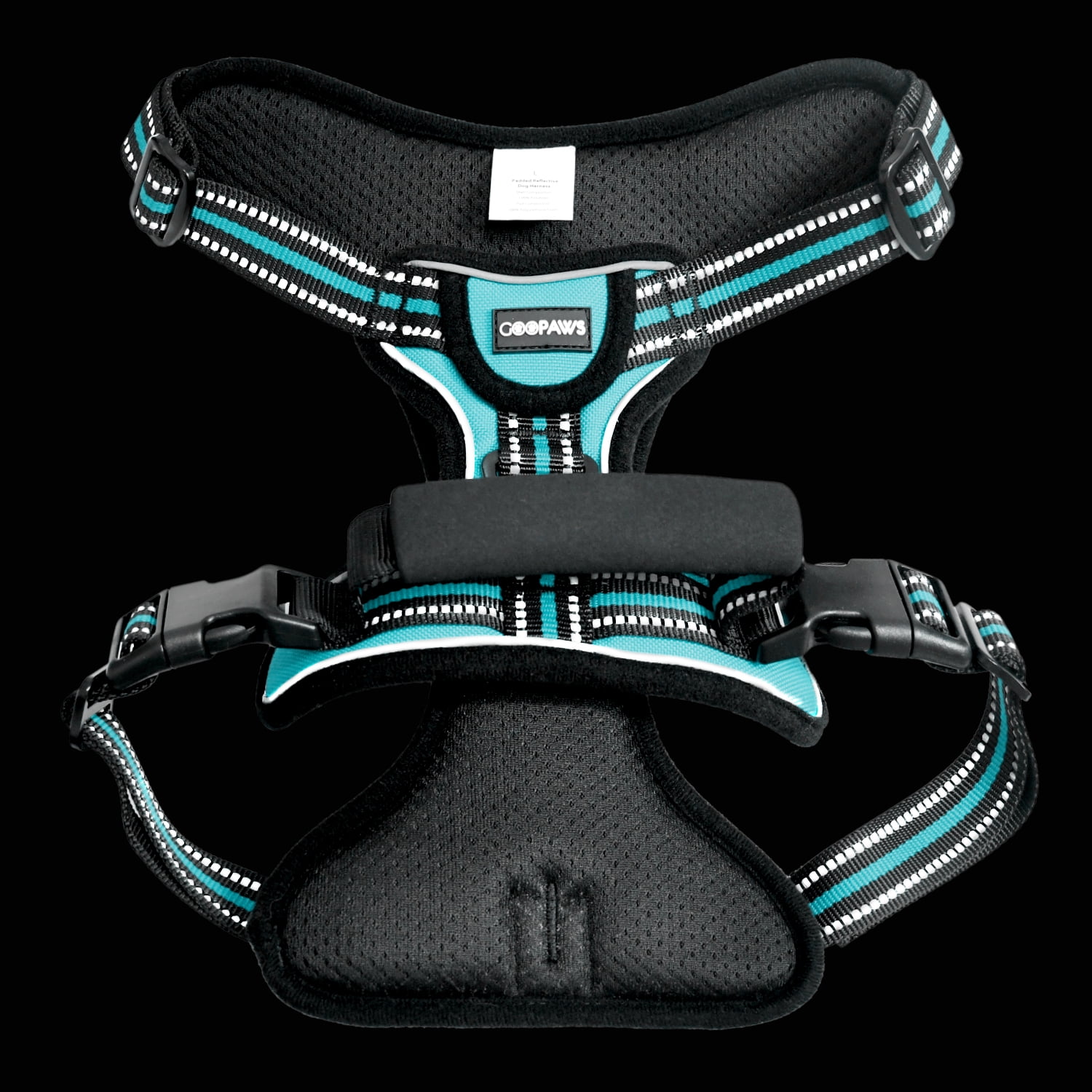 GOOPAWS Padded Reflective Dog Harness, Easy Control Lightweight Dog Harness, Adjustable Outdoor Pet Harness for Small Medium Large Dogs