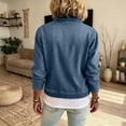 thumbnail image 5 of Women Cropped Stretch Jean Jacket Collared Zip Up Pullover Sweatshirt Lightweight Denim Cardigan with Zipper Pockets Dark Blue L, 5 of 6