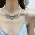thumbnail image 5 of EOEMY Women Necklace Double Dragon Pearl Unusual Design Chinese Ethnic Culture, 5 of 9