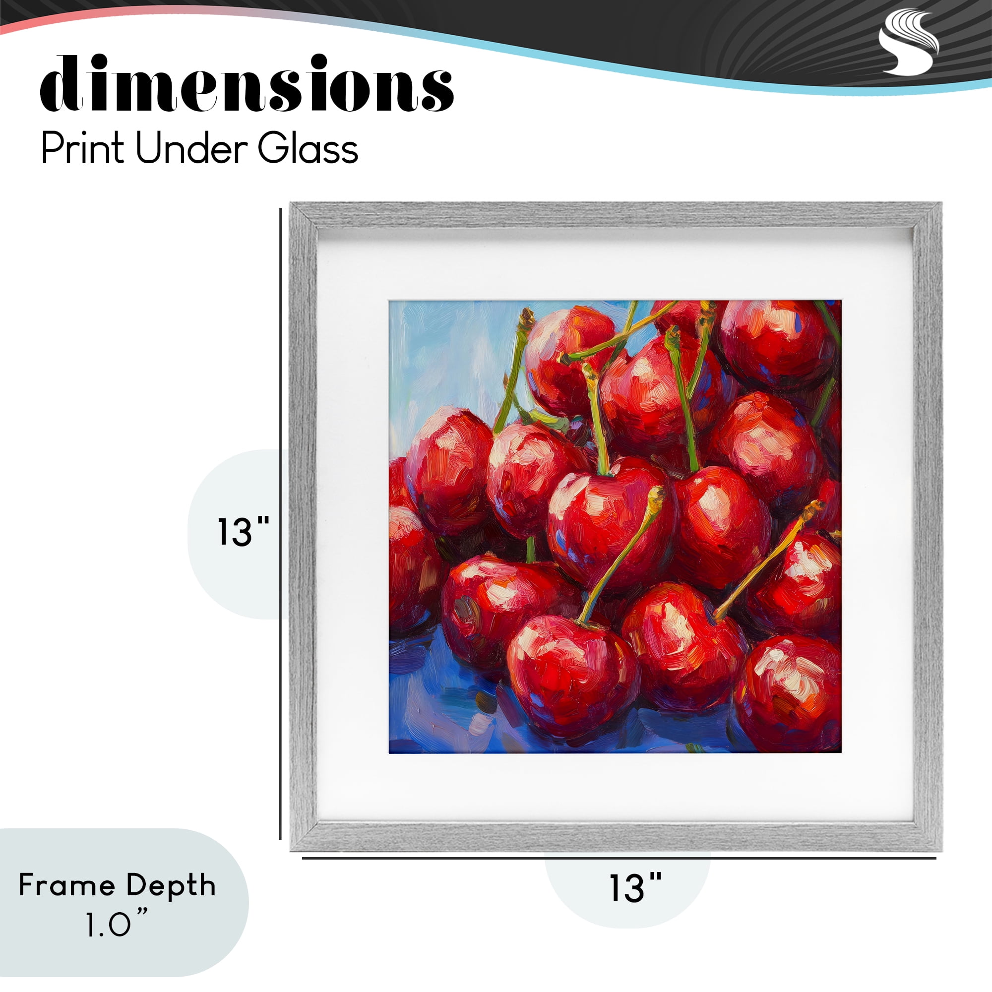 Stupell Industries Luscious Red Cherries of Summer Gray Framed Print Under Glass, design by Petal Prints Design