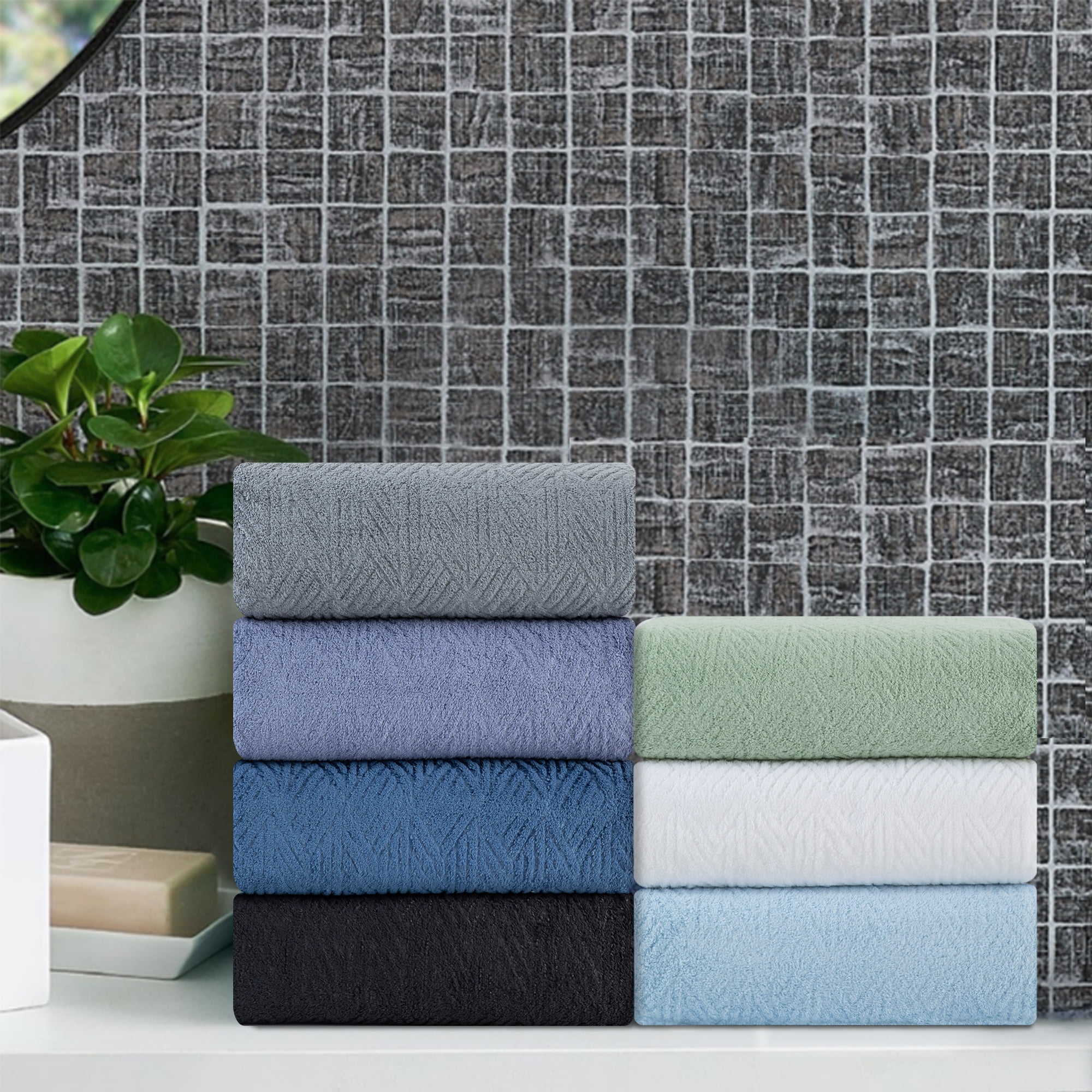 Smuge 8 Piece Oversized Bath Sheet Towels, 2 Large Bath Towel, 2 Hand Towels, 4 Washcloths, 600 GSM Ultra Soft Large Bath Towel Set Cozy Quick Dry Bathroom Towels Hotel Luxurious Towels(LIGHT BLUE)