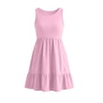thumbnail image 4 of Girl's Summer Dresses Spaghetti Strap Swing Pleated Cotton Dress Tween Kids Boho Beach Casual Midi Sundress Pink 12-13 Years, 4 of 6