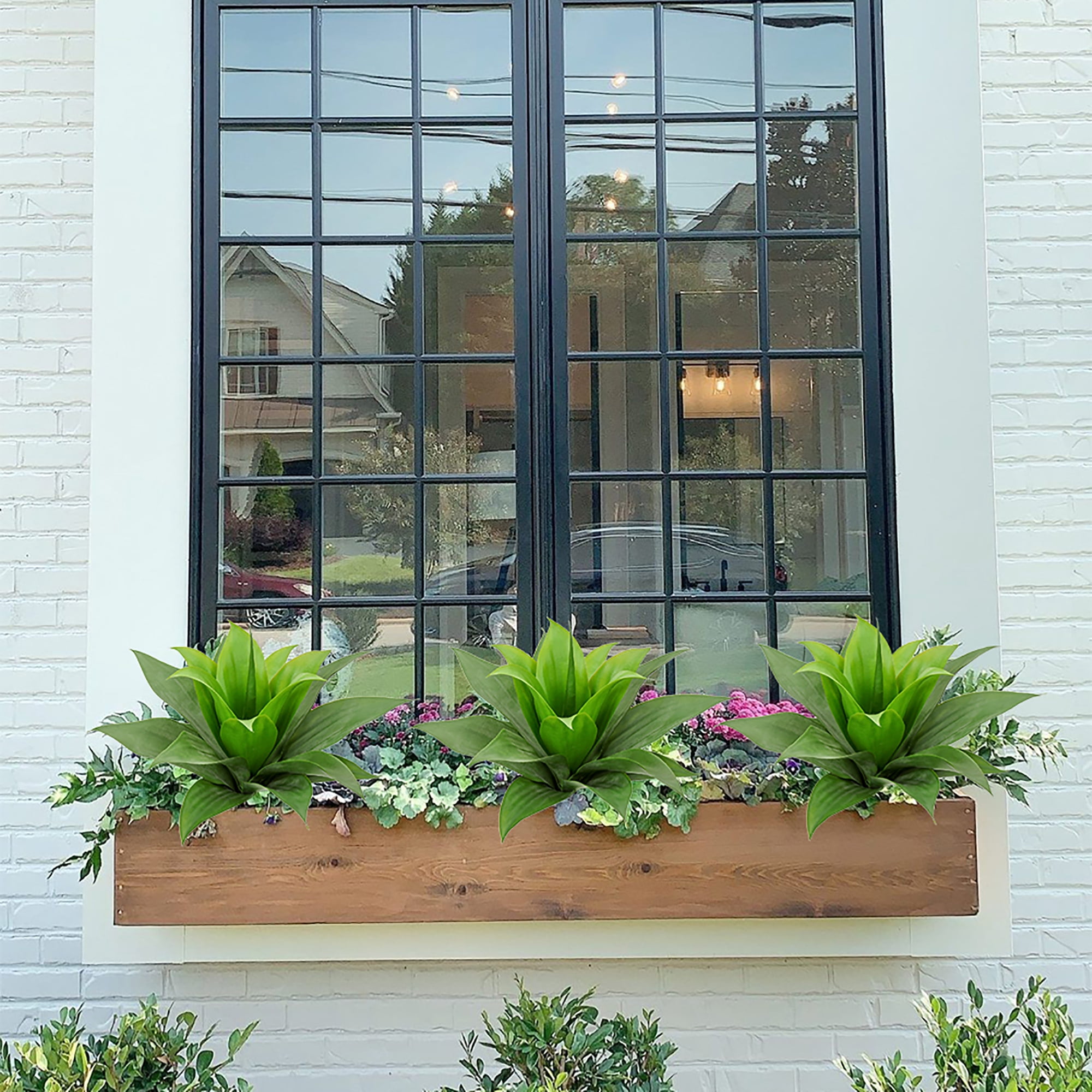 2pcs 18 Inch Artificial Agave Succulent Plants Large Size Faux Succulents Stems Fake Plant for Office Garden Yard Home Decor