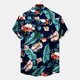 thumbnail image 3 of Camisas De Para Hombre Camisas de un solo pecho de primavera y verano para hombre, camisas de vacaciones al libre con bolsillo de manga corta y solapa con estampado informal para playa (Blue, 3XL), 3 of 7