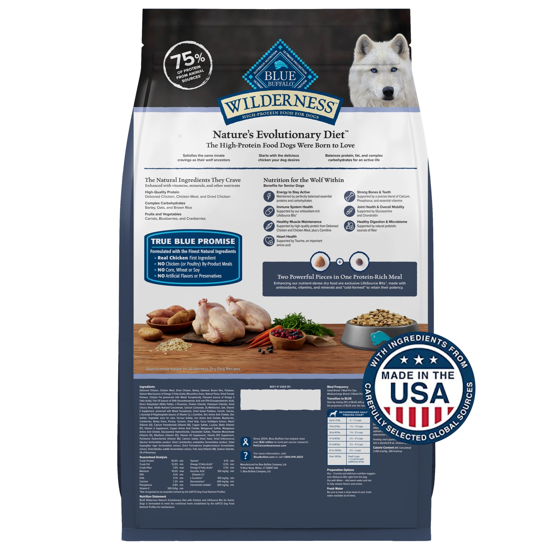Blue Buffalo Wilderness High-Protein Natural Senior Dry Dog Food, Chicken Recipe, 28-lb.