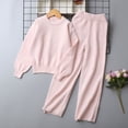 thumbnail image 5 of CYRBOKO 2 Piece Pullover Sweater Sets for Girls, Fall Winter Crew Neck Soft Long Sleeve Girls Clothes Pink Size 9-10 T, 5 of 5