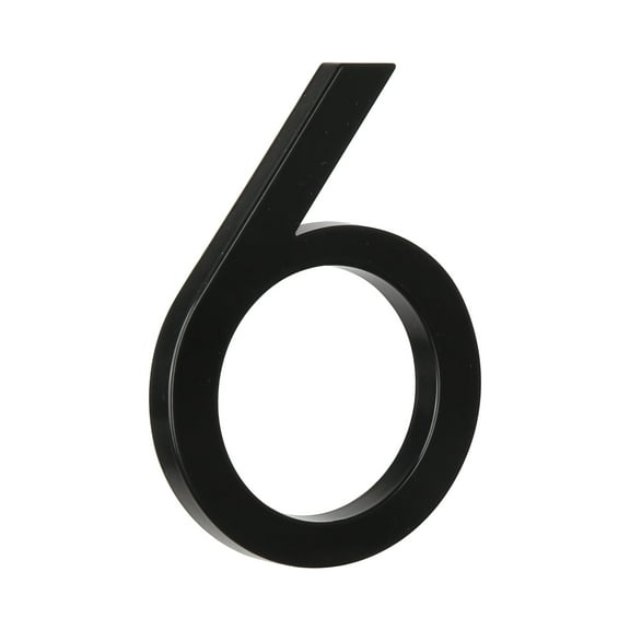 HASWARE 5 inch (12.5 cm) Floating House Number Apartment Door Numbers Mailbox Address Sign, Zinc Alloy (#6, Black)