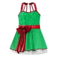 thumbnail image 5 of Yruioon Kids Girl Sleeveless Christmas Dance Dress Sequined Elf Cosplay Xmas Holiday Outfits Green 12, 5 of 7